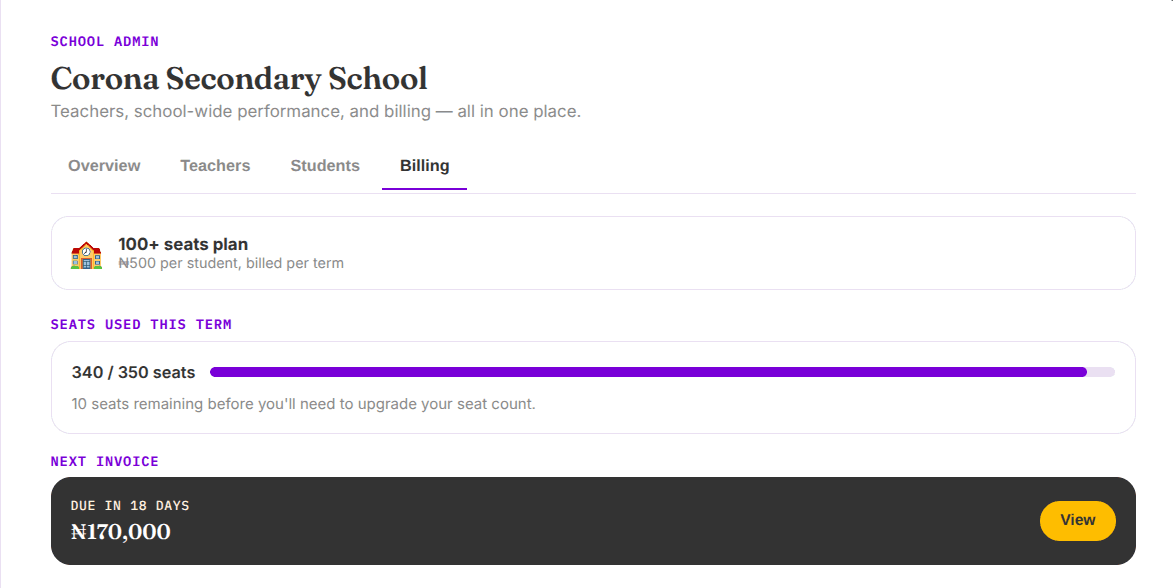 AbSTopiq school billing screen